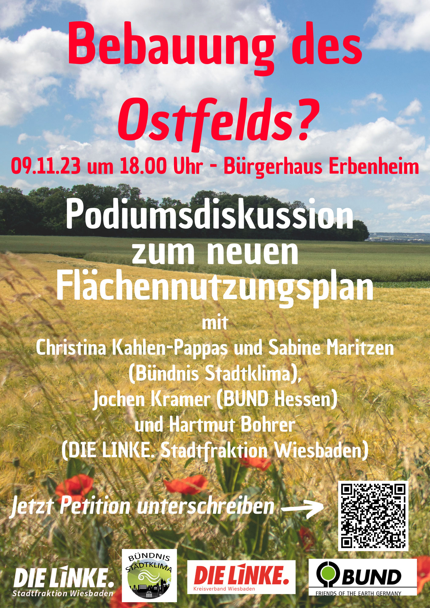 Podiumsdiskussion: Flächennutzungplan und Ostfeld 9. November 2023, Erbenheim